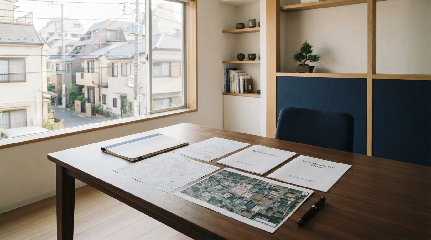 借地住宅が並ぶ都内の住宅地を上空から見下ろした景観